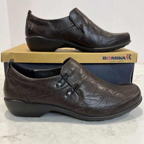 Romika NEW Shoes Citylight Brown Leather Slip On Comfort Casual Loafers EU43 12 - Picture 1 of 15